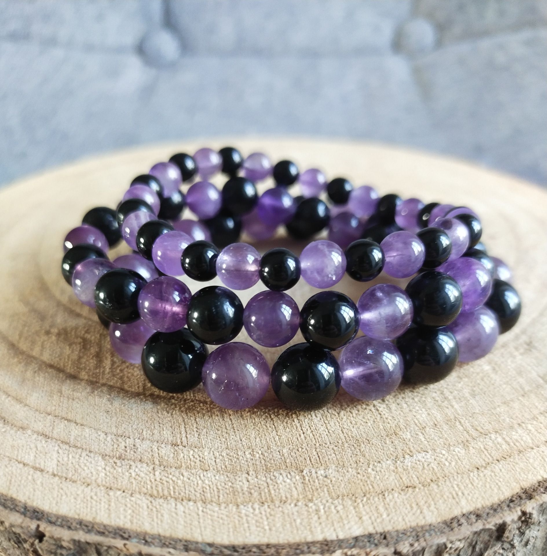Bracelet Améthyste / Tourmaline