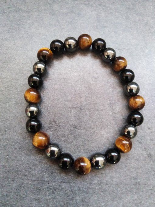 Bracelet Hématite / Obsidienne / Oeil de tigre