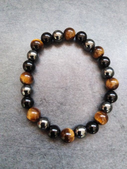 Bracelet Hématite / obsidienne / oeil de tigre