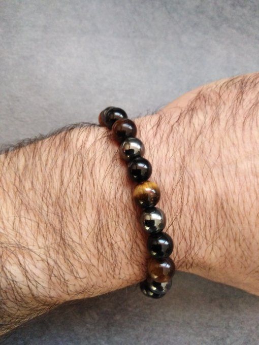 Bracelet Hématite / obsidienne / oeil de tigre