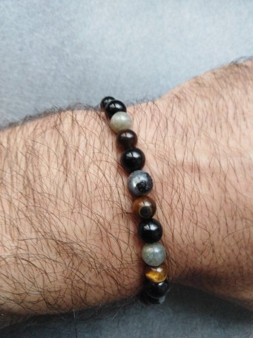 Bracelet Labradorite / Oeil de tigre / Spinelle