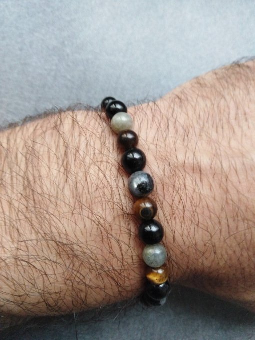 Bracelet Labradorite / oeil de tigre / spinelle