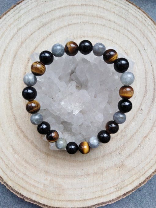 Bracelet Labradorite / Oeil de tigre / Tourmaline