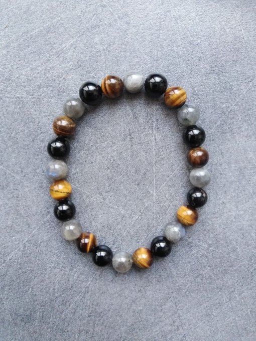 Bracelet Labradorite / oeil de tigre / spinelle