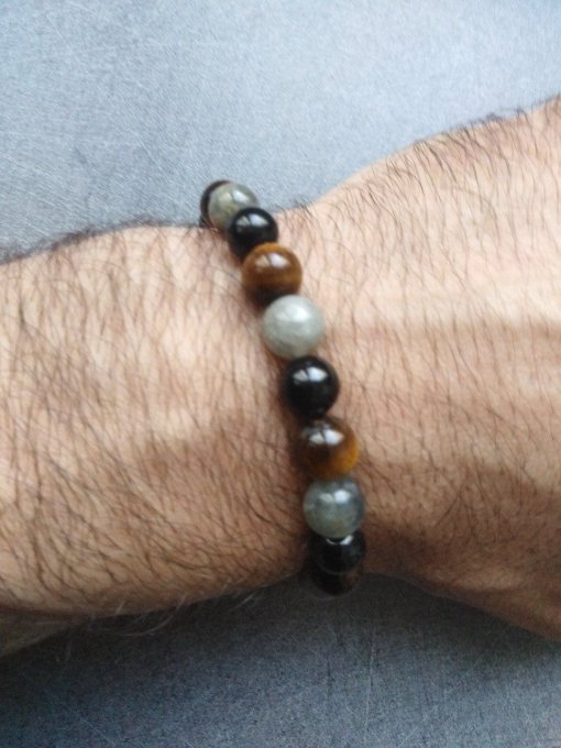 Bracelet Labradorite / oeil de tigre / spinelle