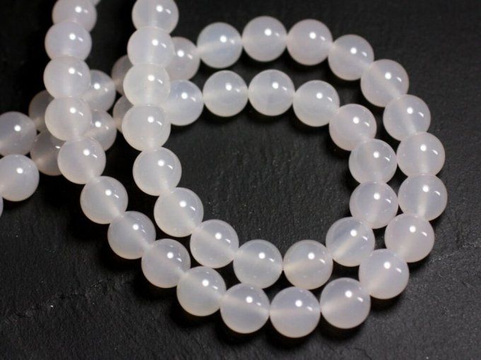 Perles Agate blanche au fil