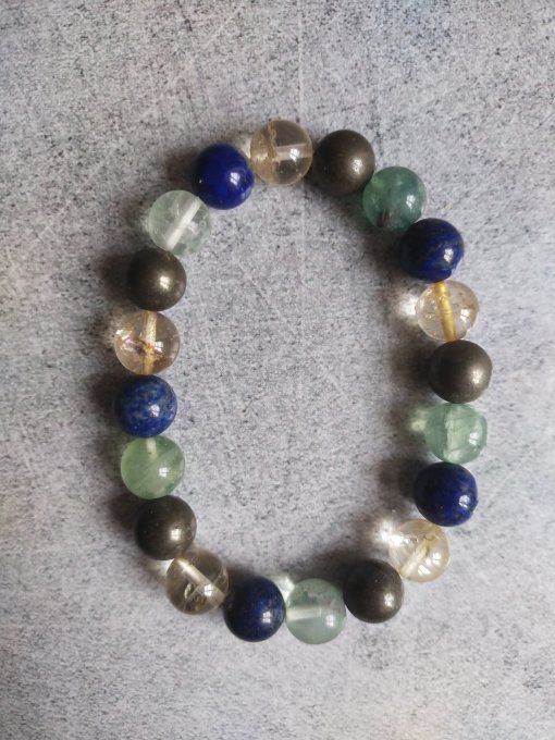 Bracelet Citrine / Fluorine / Lapis lazuli / Pyrite