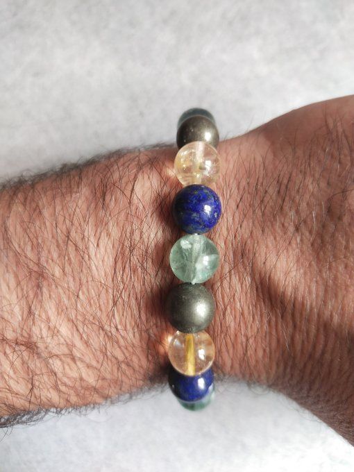 Bracelet Citrine / Fluorine / Lapis lazuli / Pyrite