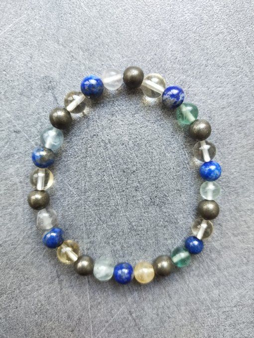 Bracelet Citrine / Fluorine / Lapis lazuli / Pyrite