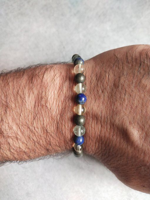 Bracelet Citrine / Fluorine / Lapis lazuli / Pyrite