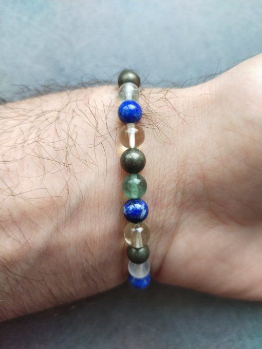 Bracelet Citrine / Fluorine / Lapis lazuli / Pyrite