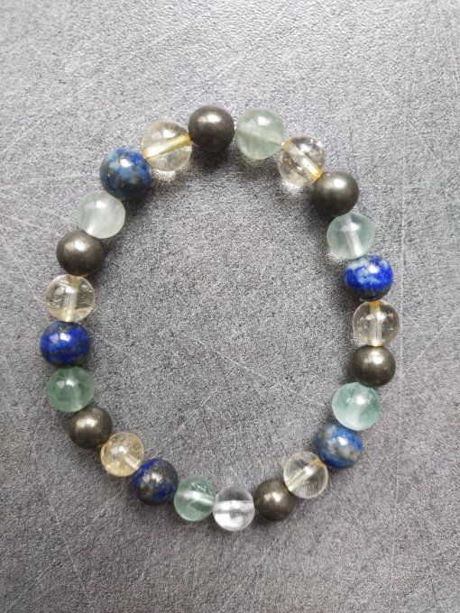 Bracelet Citrine / Fluorine / Lapis lazuli / Pyrite