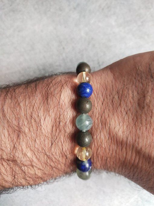 Bracelet Citrine / Fluorine / Lapis lazuli / Pyrite