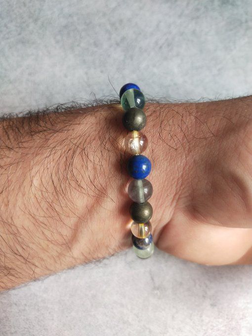 Bracelet Citrine / Fluorine / Lapis lazuli / Pyrite