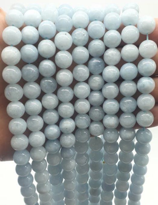 Perles Aigue marine au fil