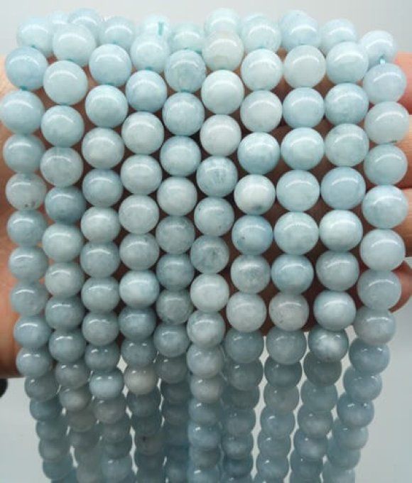 Perles Aigue marine au fil