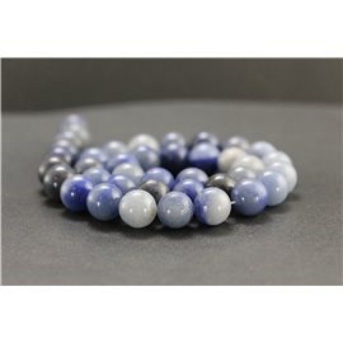 Perles Aventurine bleu au fil