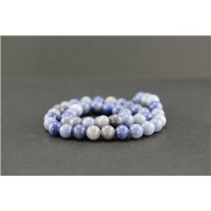 Perles Aventurine bleu au fil