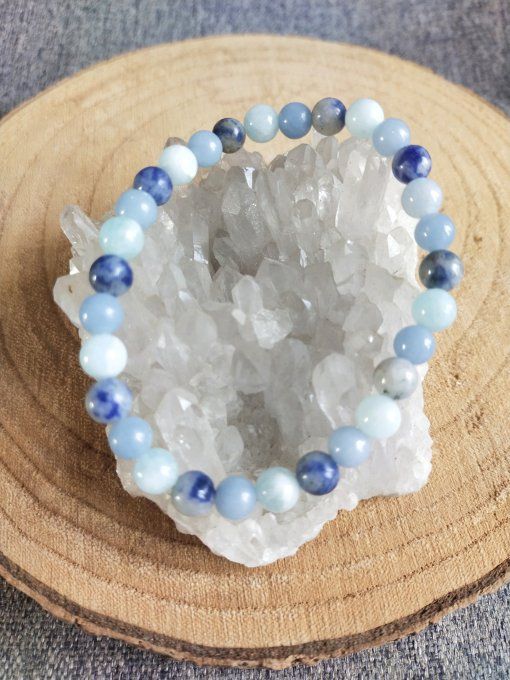 Bracelet enfant : Aigue marine / Angelite / Sodalite