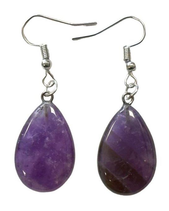 Boucle d'oreille amethyste goutte