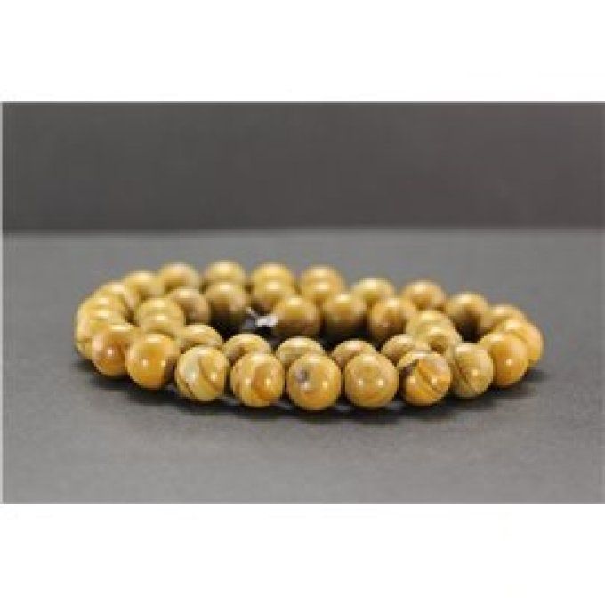 Perles Bois fossile au fil