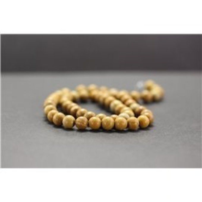 Perles Bois fossile au fil