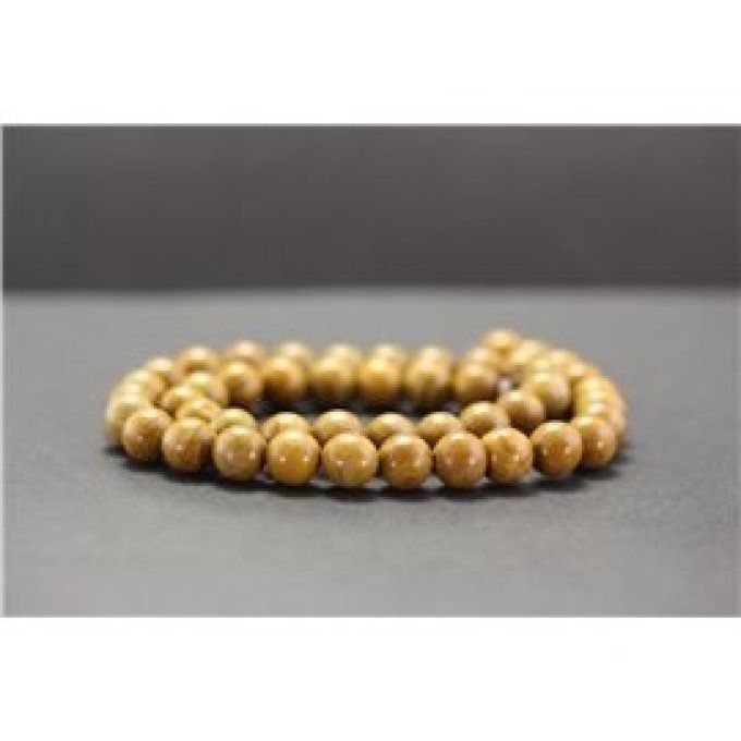 Perles Bois fossile au fil
