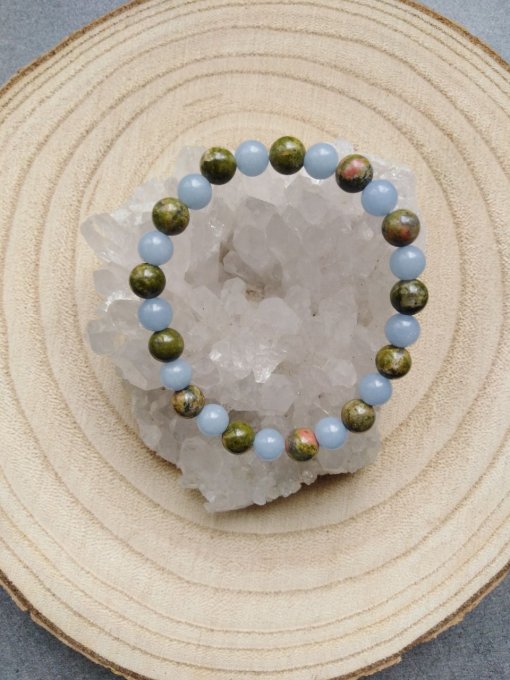 Bracelet Angelite / unakite (Taille enfant)