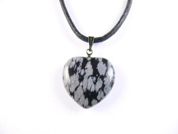 Pendentif Obsidienne flocon de neige coeur
