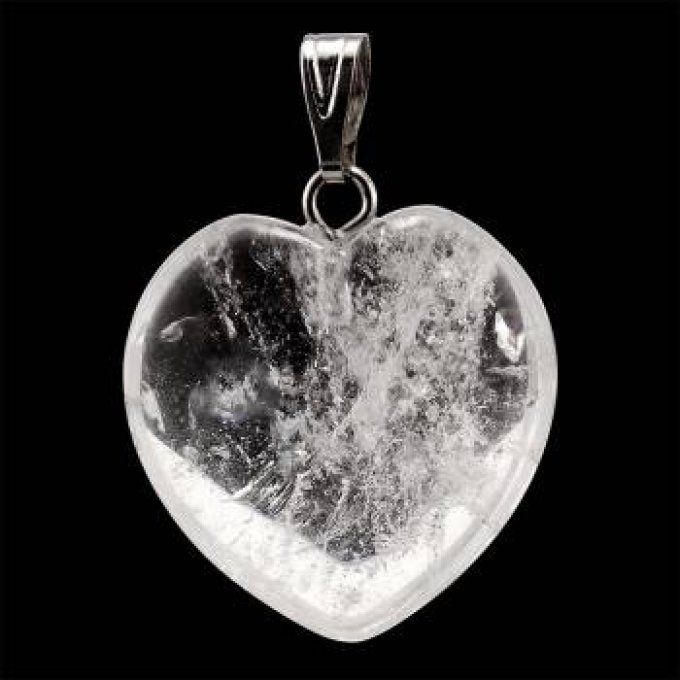 Pendentif Quartz / cristal de roche coeur
