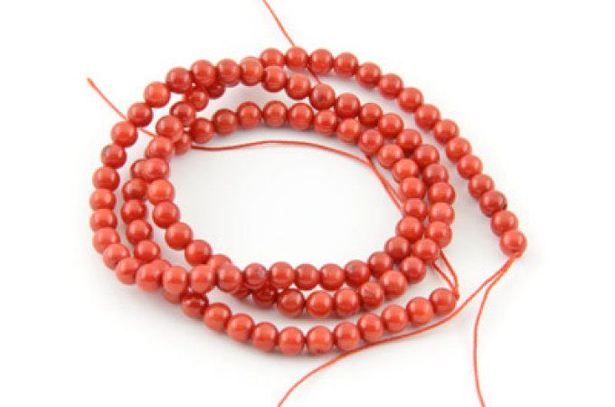 Perles Corail rouge au fil