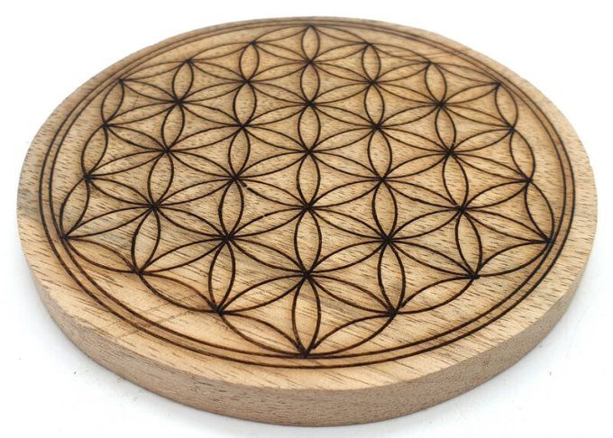 Plaque en bois motif fleur de vie