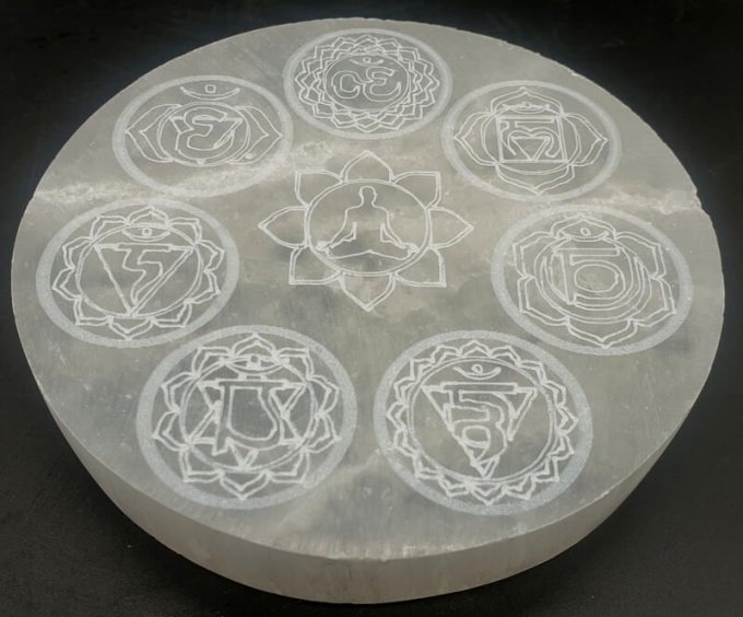 Porte encens en selenite 7 chakras