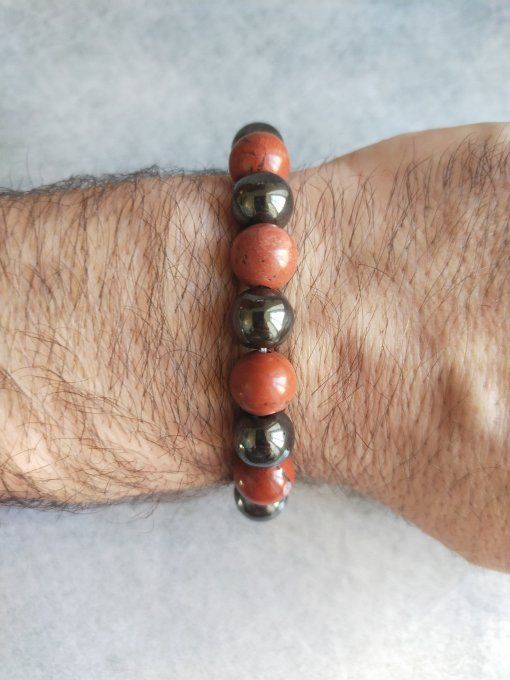 Bracelet Hématite / jaspe rouge