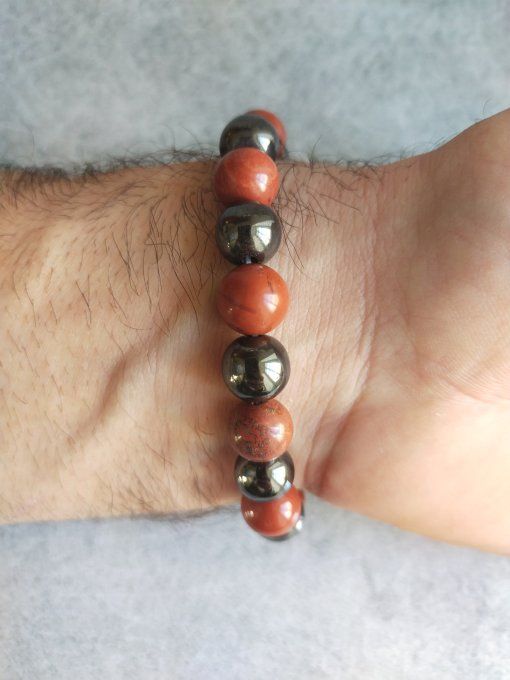 Bracelet Hématite / jaspe rouge