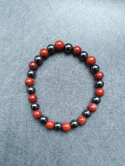 Bracelet Hématite / Jaspe rouge (Taille enfant)