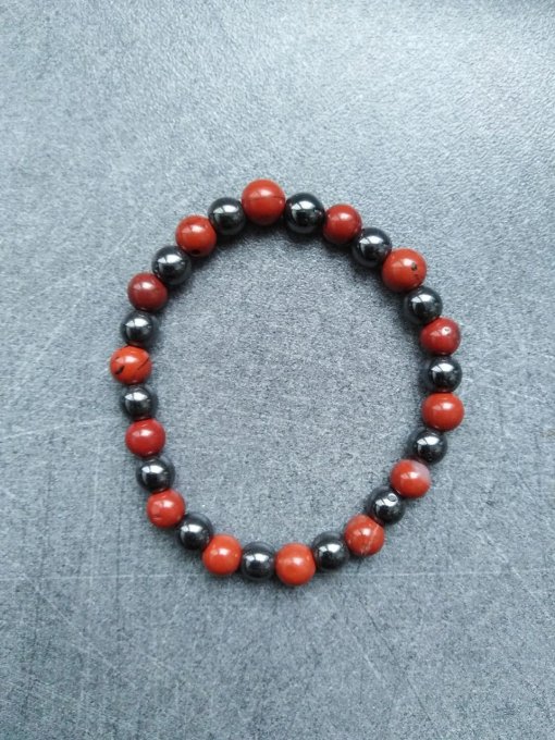 Bracelet Hématite / jaspe rouge (Taille enfant)