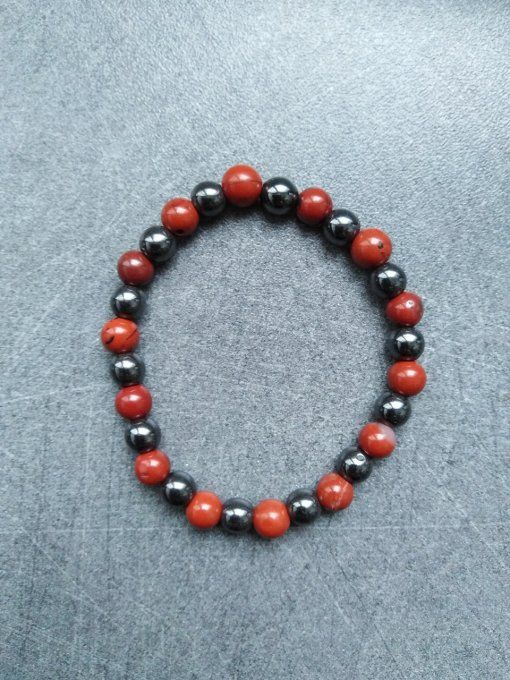 Bracelet Hématite / jaspe rouge