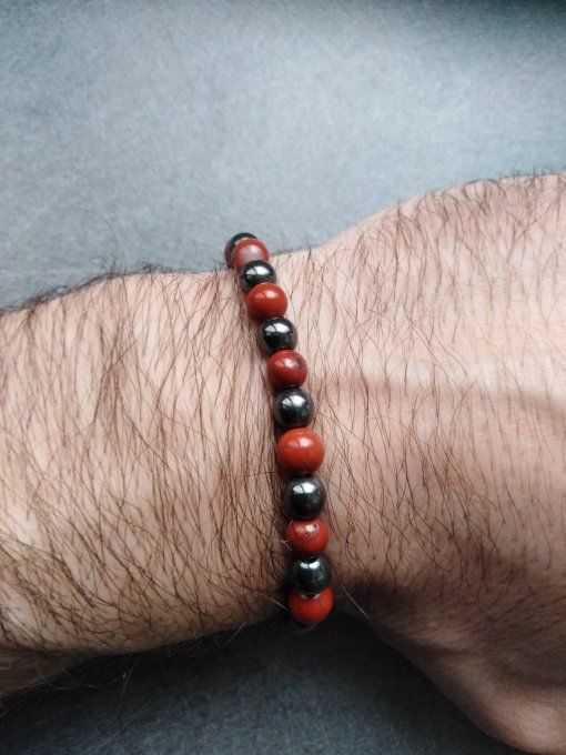 Bracelet Hématite / jaspe rouge