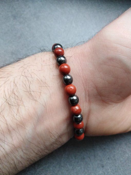 Bracelet Hématite / jaspe rouge