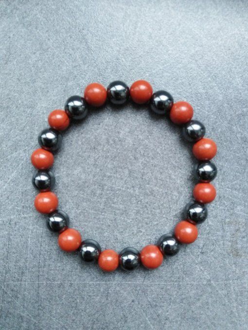 Bracelet Hématite / jaspe rouge