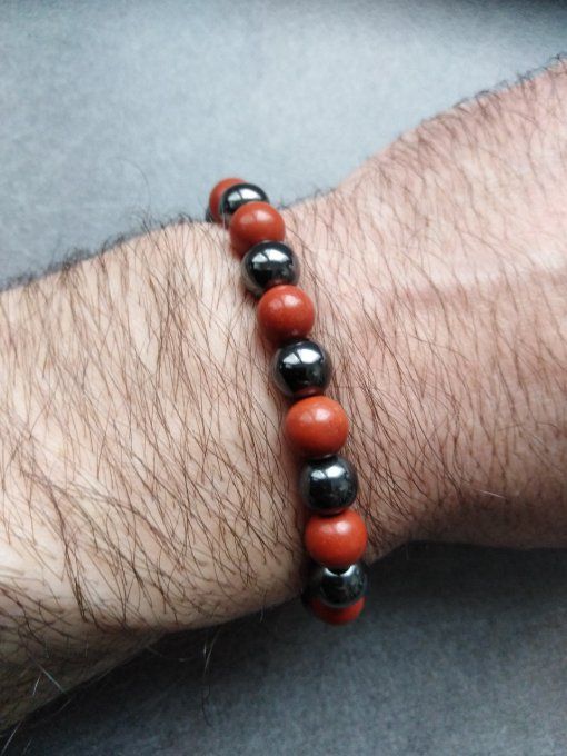 Bracelet Hématite / jaspe rouge