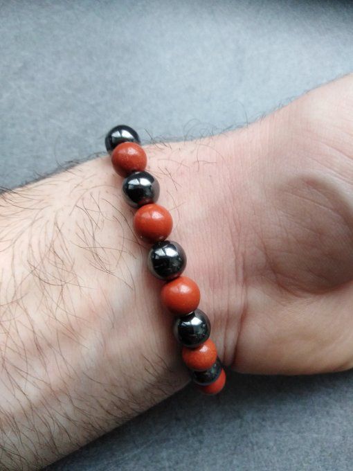 Bracelet Hématite / jaspe rouge