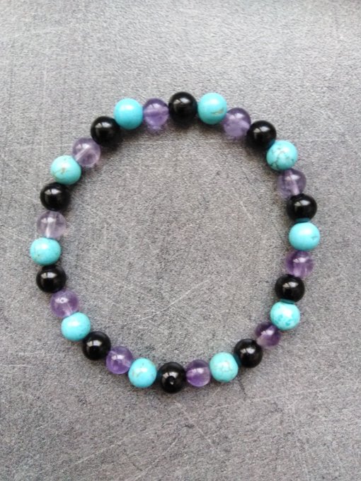 Bracelet Amethyste / Tourmaline / Turquoise (Taille enfant)