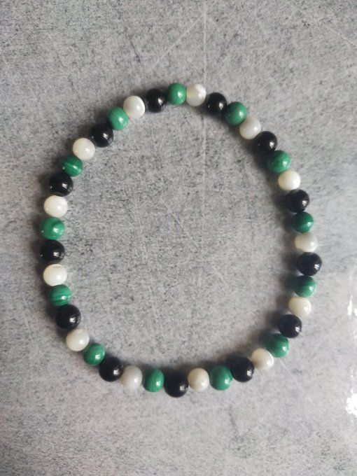 Bracelet Malachite / nacre / spinelle