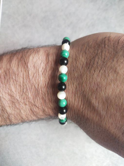 Bracelet Malachite / nacre / spinelle