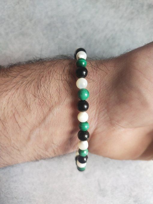 Bracelet Malachite / nacre / spinelle