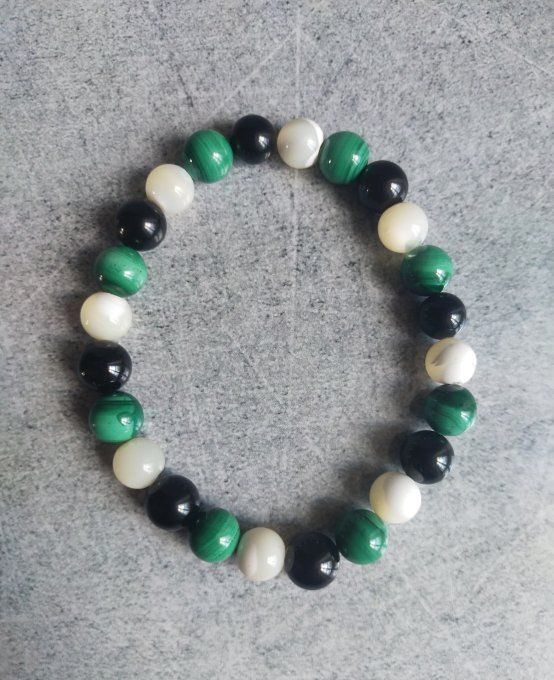 Bracelet Malachite / nacre / spinelle