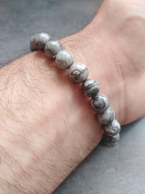 Bracelet Jaspe feuille d'argent