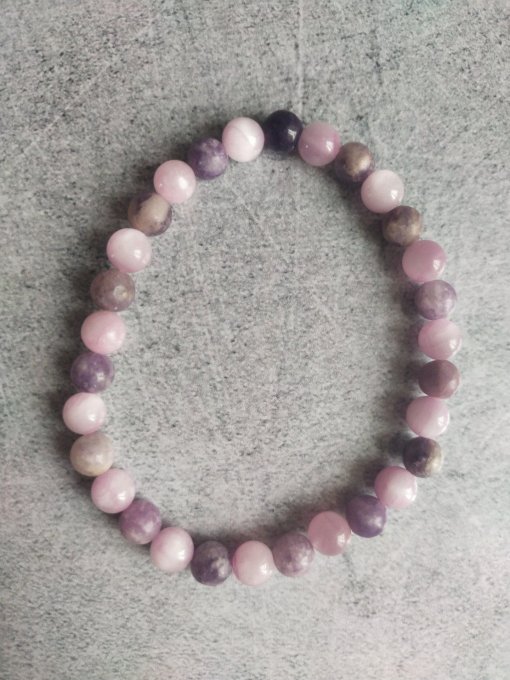 Bracelet enfant : Kunzite / Lépidolite